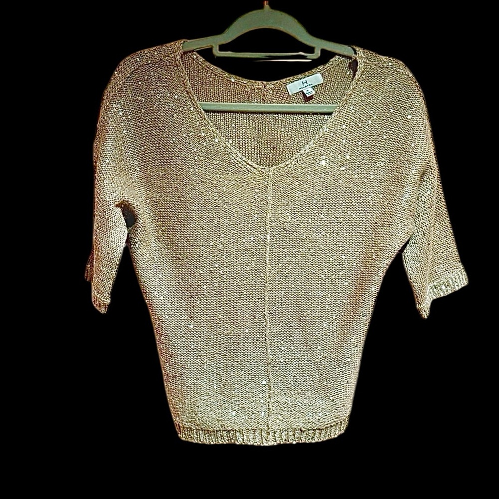 Halston sparkly three-quarter sleeve length sweater